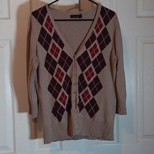 The Limited Tan Argyle Cardigan - XL